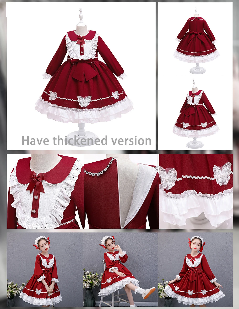 2022 Lolita Prenses Elbiseler kurdele bağı İlmek Elbise Bebek Kız Fırfır Zarif Lüks Elbise Frocks Kızlar İçin 4