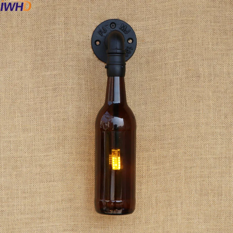 Endüstriyel duvar aplik lamba aydınlatma armatürleri ıle cep saati su borusu lamba loft Edison ışık cam şişe ışıkları LED 220 v 4