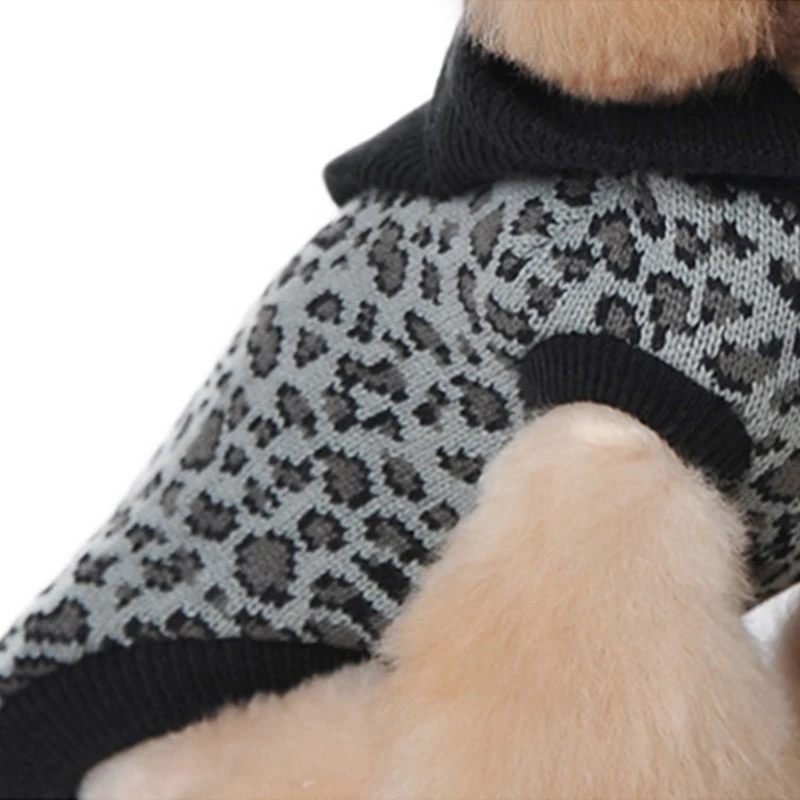 Kazak Kış Sıcak Jersey Orta Köpek Jumper Leopar Kazak Örme Greyhound Giysileri Lüks Moda Küçük Evcil Köpekler için Spitz 4