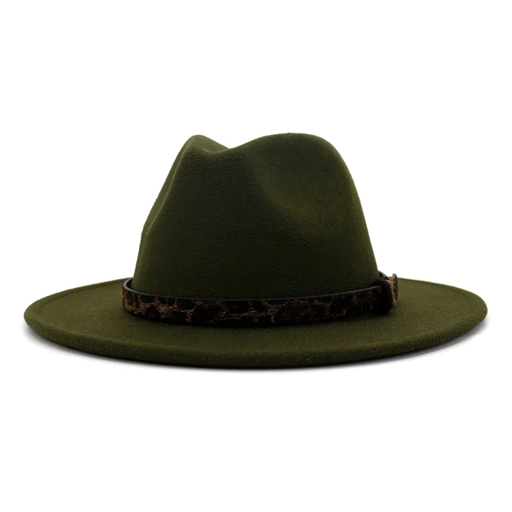 Sonbahar Kış Kadın Erkek Sıcak Satış 19 Renkler Yün fötr şapka Şapka Geniş Ağız Caz Panama Yeşil Beyaz Siyah Kırmızı Şapka ve Kapaklar 4