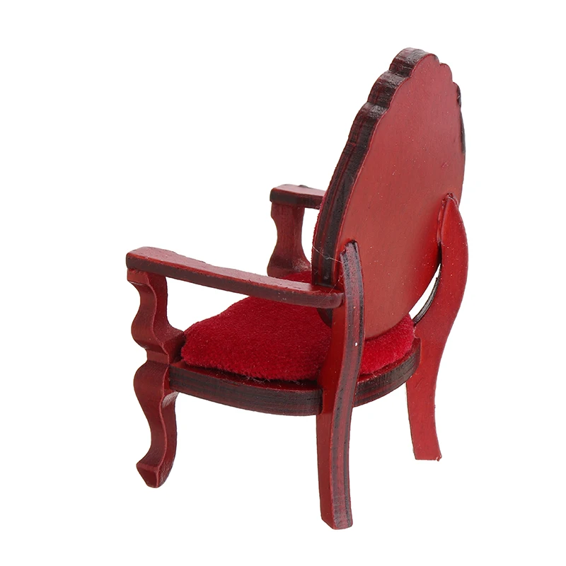 1 adet Vintage Minyatür Ahşap Oyma Sandalye mobilya dekorasyonu İçin 1: 12 Dollhouse Aksesuarları 5
