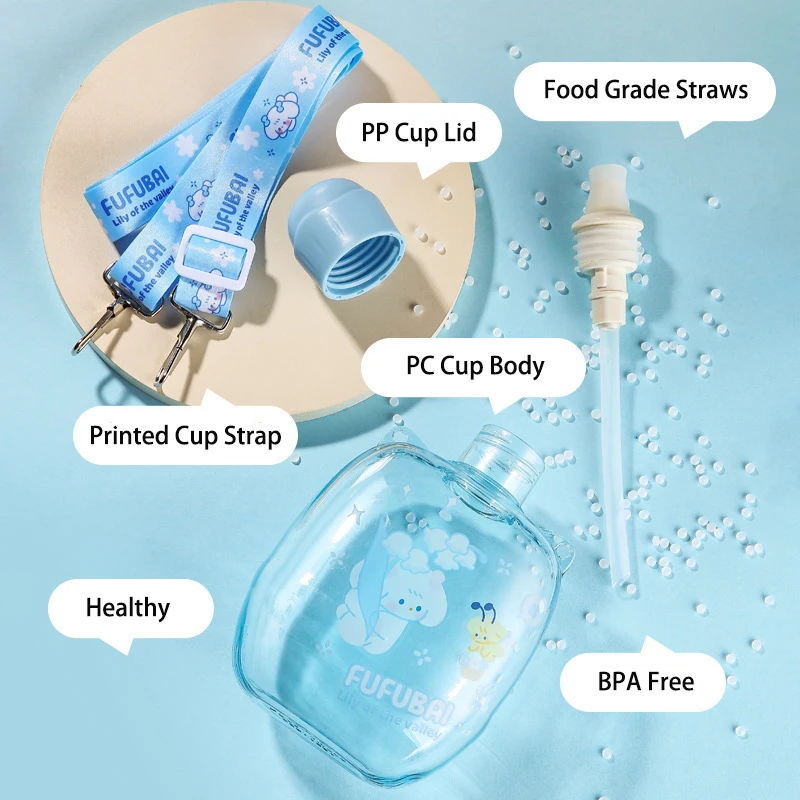 420/580/830ml Su şişesi Büyük Kapasiteli kupa bardak askısı Taşınabilir Yaz Açık Bardak Spor sprey su ısıtıcısı sevimli Spor Sürahi 5