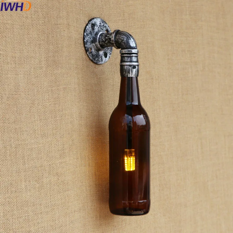 Endüstriyel duvar aplik lamba aydınlatma armatürleri ıle cep saati su borusu lamba loft Edison ışık cam şişe ışıkları LED 220 v 5