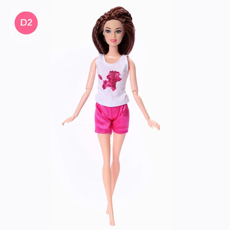Moda oyuncak bebek giysileri Seti barbie bebek Kıyafetler Gömlek Üstleri Şort Kot Pantolon Moda Bebek Giysileri Dollhouse DIY Oyuncaklar 5