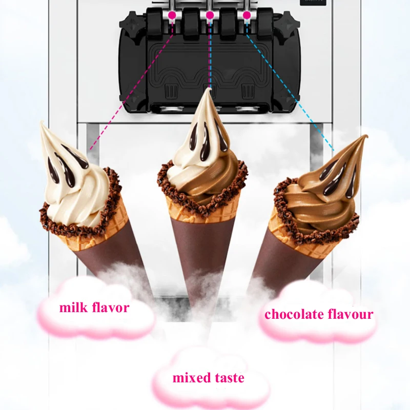 Yumuşak Hizmet Dondurma Makineleri Kompresör 3 Tatlar Otomatik Ticari Kullanım için İçecek Dükkanları Tatlı Konileri Dondurma Ekipmanları 5