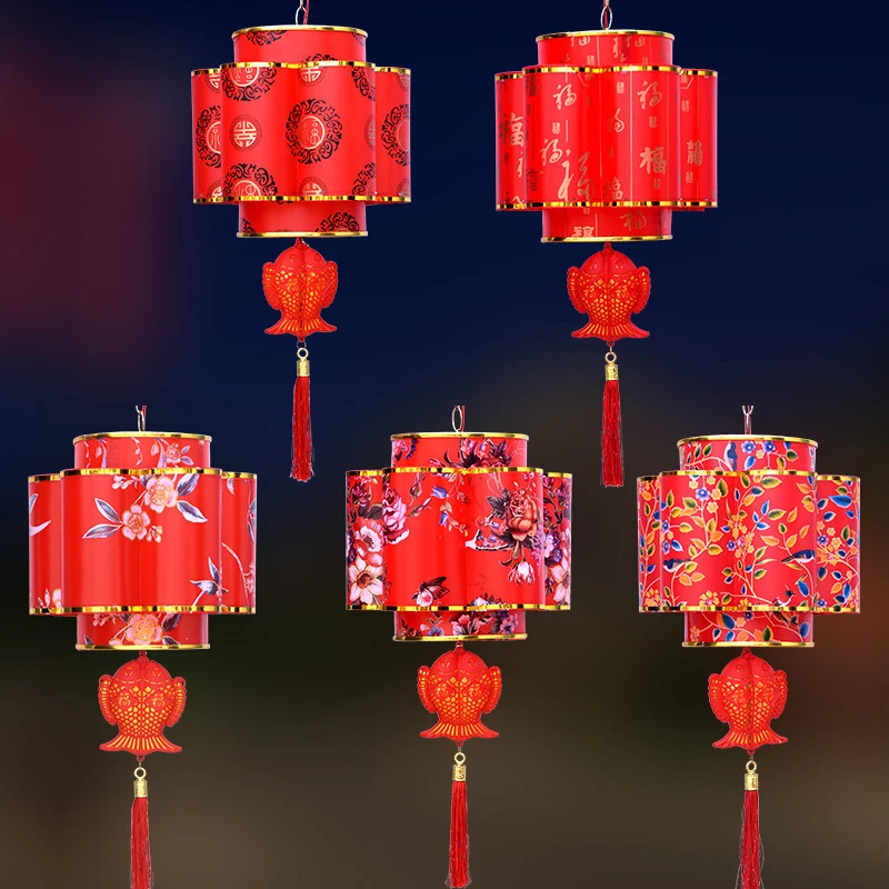 Çin Geleneksel Kırmızı Fener Sonbahar Ortası Çin Antika Tarzı Yeni Yıl Partisi Dekoru Fener Otel Kolye PVC Su Geçirmez 5